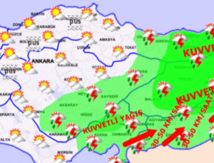 METEOROLOJİK UYARI: 13.05.2025 Salı Günü Doğu Bölgelerde Kuvvetli Gök Gürültülü Sağanak Bekleniyor!