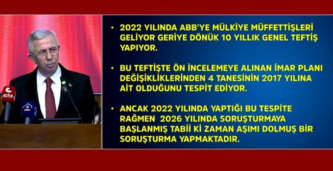 Mansur Yavaş’tan Ankara Büyükşehir Belediyesi’ndeki Soruşturmalara Şeffaf Yanıt