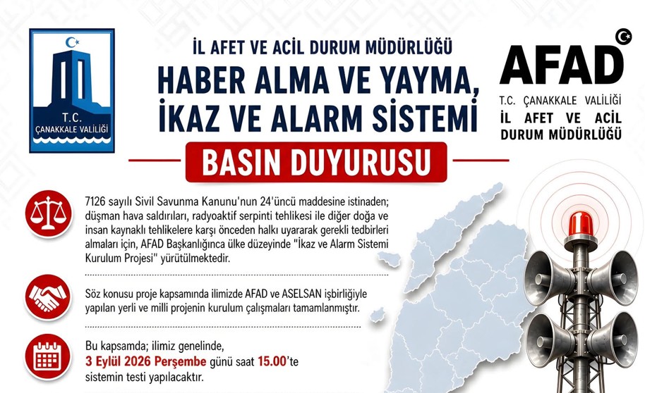 3 Eylül’de Saat 15.00’e Randevu: Şehir Genelinde Siren Sesleri Yükselecek! İKAZ VE ALARM SİSTEMİ DUYURUSU